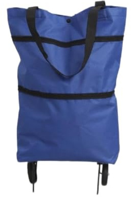 Borsa per carrello della spesa pieghevole con ruote, grande capacità sigillata con cerniera, doppia ruota di rotolamento, carrello portatile per supermercato, generi alimentari, consegna pacchi