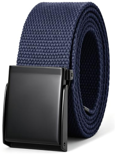 Mens Belt, Canvas Webbing Fabric Belts for Men, Golf Work Belts for Men UK | No Holes Adjustable Belt, Quick Release Belt, Flip-Top Metal Buckle, Cut To Fit