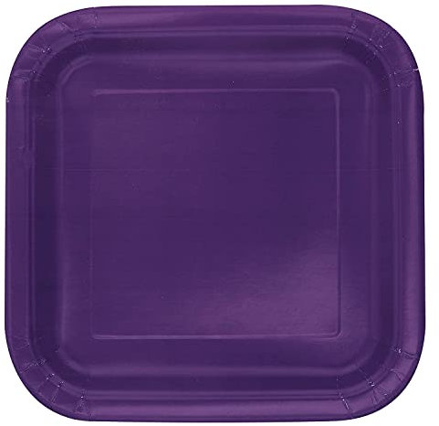 Unique Party 33054 - 23 cm Piatti per Feste Quadrati Viola Profondo, Confezione di 14