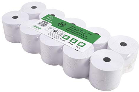 Exacompta 40592E 10er Pack Kassenrollen, 1-lagig Offset(holzfrei) standard, Breite: 57mm, Länge 40m, Durchmesser Kern 12mm 60g/m² extra für Tintenstrahldruck, Kassen, Tischrechner und Rechenmaschinen