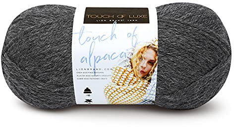 Lion Brand Yarn 674-152 Touch of Alpaca Yarn, Charcoal, Acrylic Blend, One Skein