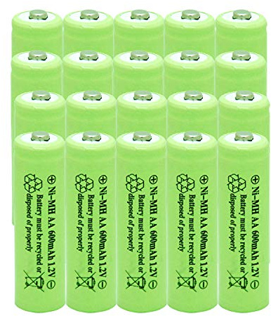 GSUIVEER Solar Light AA Ni-mh 600mAh 1.2V Rechargable Batteries AA Rechargeable Batteries for for Solar Lights (20 Pack)