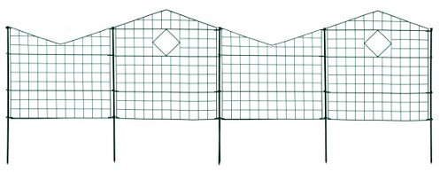 ESTEXO Gartenzaun Set Teichzaun 10 Elemente Steckzaun Metallzaun Zaunset Spitzbögen Gitter-Zaun Metall-Gitter Teichzaun-Set (Grün)