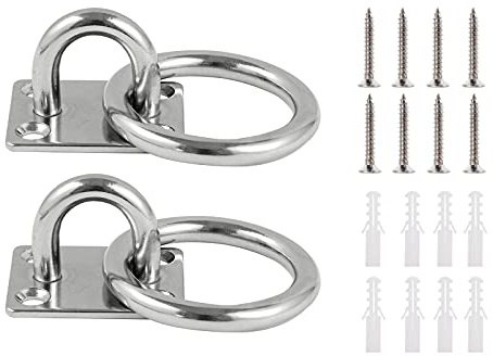 Lyaor 2 Pezzi M8 Gancio per Piastra Oculare Placca Occhiello in 304 Acciaio Inossidabile con Anello Gancio Robusto per Montaggio a Parete a Soffitto Piastra Ancoraggio per Barche Yoga Swing Amaca