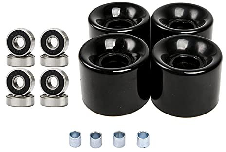 Nobranded 4 Stück Skateboard Rollen 60mm×45mm 78A Skateboard Rollen mit Kugellager und Achse Ersatz Räder Set Kit für Longboard Snakeboard Pennyboard- Schwarz Abdeckung