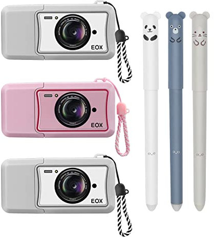 HASLED Korrekturroller Mini Kinder, Correction Tape Kawaii in Kameraform, Korrekturmaus mit 3 Löschbaren Stiften, 10 m Langes Korrekturstift, für Schule, Büro