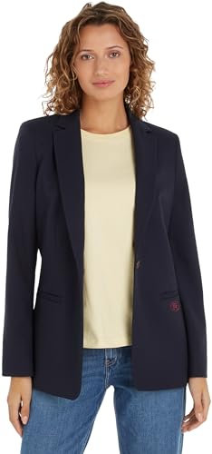 Tommy Hilfiger Damen Blazer Regular Elegant, Blau (Desert Sky), 34