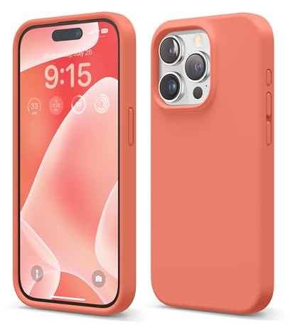 elago Liquid Silicone Case Compatible with iPhone 15 Pro Case, Premium Silicone, Full Body Protective Cover [4 Layer Shockproof Structure], Anti-Scratch Soft Microfiber Lining (Pomelo Pink)