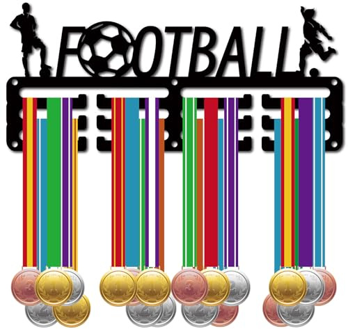 CREATCABIN fotbollsmedaljhållare visa medaljhängare fotbollshylla sport metall hängande utmärkelser järn liten väggfäste dekor utmärkelser för kvinnor vägg hem bricka race gymnastik medaljör svart 29
