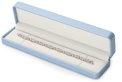 Papten largas cadenas de almacenamiento de joyería pulsera collares joyería caja de joyería de visualización caja de regalo (Azul)