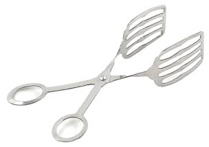 Pinza da cucina con fessure - per servire cibo e pasticceria di lusso - 18 cm - in acciaio inox - pale 6 x 4,5 cm - Hostelnovo