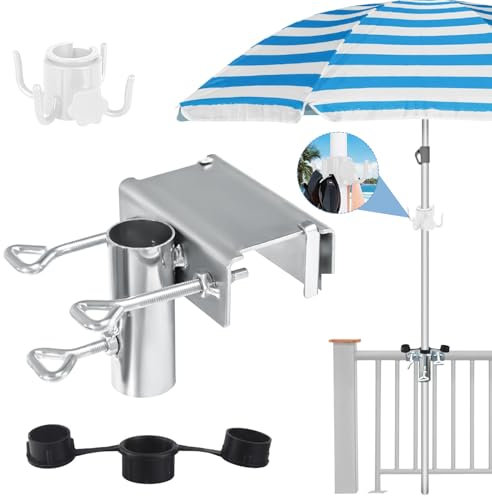 ENAIAH Sonnenschirmhalter Balkongeländer,Schirmhalterung Balkongeländer Sonnenschirm Halterung Balkon Sonnenschirmhalter Balkongeländer Einstellbar Geeignet für maximale Breite 5cm