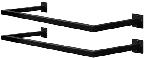 eSituro Percheros de Pared, Set de 2 Barras Colgar Ropa, Rieles de Pared Rectángulo, Barra Perchero Industrial, para Pasillo Cocina Salón Baño, Tubo Resistente, 94x6,5x30 cm, Negro
