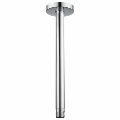 Brazo de Ducha Voolan con Brida, Tubo de Ducha Fijo Montado en el Techo, Brazo de Repuesto de Ducha de Lluvia Recto para Baño, Conexión Universal 1/2 NPT (30cm, Redondo)
