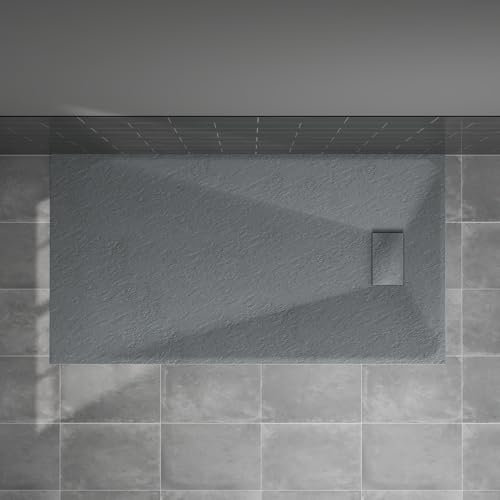 Blümme Rectangle Shower Tray 1500x800mm Bathroom SMC Slip-Resistant Flat Shower Base for Shower Enclosure Cubicle and Wetroom Anthracite