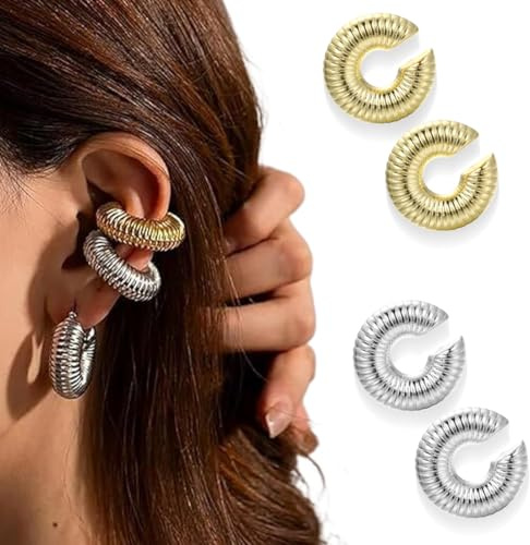 OQKAHIV 2 Coppie Ear Cuff Non piercing, Orecchini per polsini per donna, Orecchini non penetranti a clip per ragazze