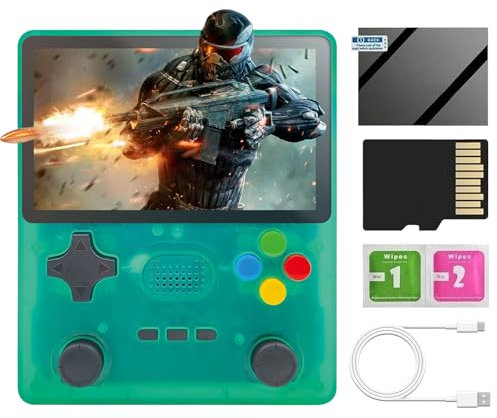 R39s Handheld Games Consoles, with Fully Open-Source Emuelec 4.3 System, 4-inch IPS Screen, 64G TF Card 10000 Retro Games, Retro Handheld Gaming Console, 3000mAh Battery