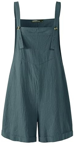 MINTLIMIT Women's Casual Short Overalls Cotton Adjustable Straps Rompers Linen Shorts Jumpsuit Playsuit
