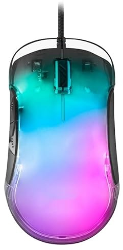 MMGLOW spelmus svart, RGB-belysning, optisk sensor, 7 programmerbara knappar, idealisk för videospel och grafisk design.