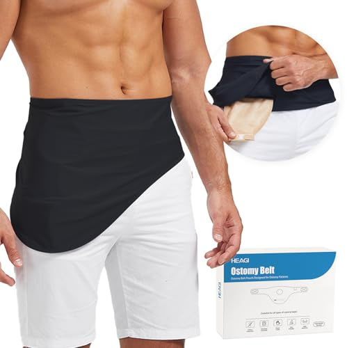 Heagimed Sacchetti per Stomia, Intura per Stomia Ostomy, Cintura Nera per Stomia per Uomo E Donna, Tasca Interna per Contenere La Sacca per Stomia per Sport E Nuoto, Taglia M (31-37)