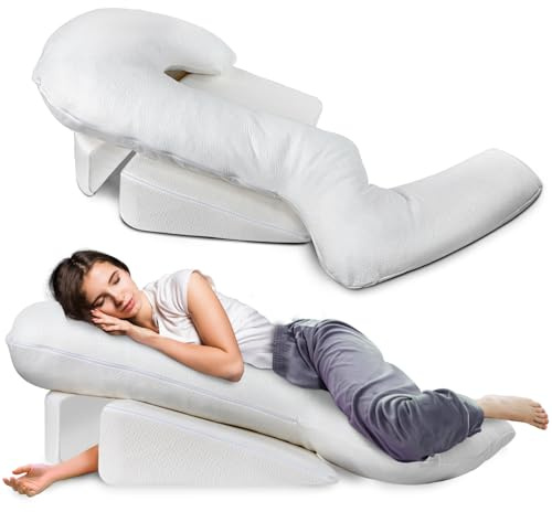SAHEYER Oreiller Ergonomique Long Latéral avec Trou pour Les Bras, Orthopédique Coussin de Lecture & Oreiller Anti Reflux Adulte, Coussin Cale Dos Lit ou Canapé