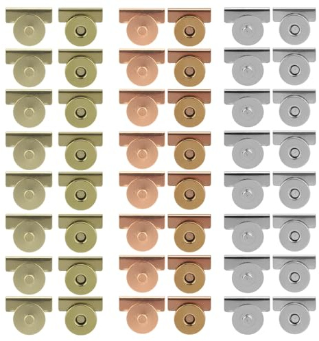 lasuroa 24 Juegos Broches Magnéticos para Bolsos, Sin Costura Metal Botones Magnéticos Cierre de Bolsos para Ropa Cuero Costura y Manualidades (Colores Variados)