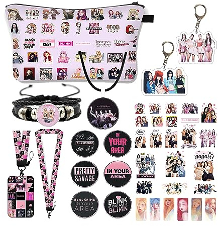 BP K-Pop Ensemble d'articles de fan – Autocollants, porte-clés, bracelet, sac, cordon, cartes et plus encore – Coffret cadeau pour les fans de Flash
