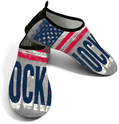 Zapatos acuáticos de playa para mujeres y hombres, de secado rápido, transpirables, antideslizantes, para piscina, surf, deportes de hockey con bandera estadounidense, color gris, Rojo, azul, blanco