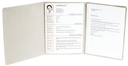 Exacompta 49704B Bewerbungsmappe (vertikale Prägung, 3-teilig mit 2 Klemmschienen Kapazität, 30 Blatt, aus Manila-Leinen-Karton, 400 g, Nature Future, DIN A4) elfenbein