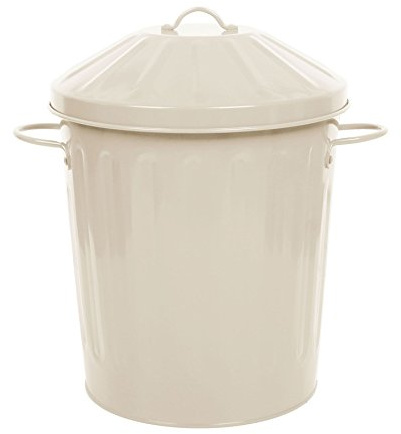CrazyGadget® Metal 15 Litre 15L Small Tapered Round Colour Recycle Dustbin Paper Rubbish Waste Bin with Lid (Cream)