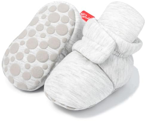 Sawimlgy Newborn Infant Baby Girl Boy Cotton Booties Stay On Sock Slippers Soft Bedroom Shoes Non-Skid Ankle Boots With Grippers Toddler Crib Warm Shoe First Walker