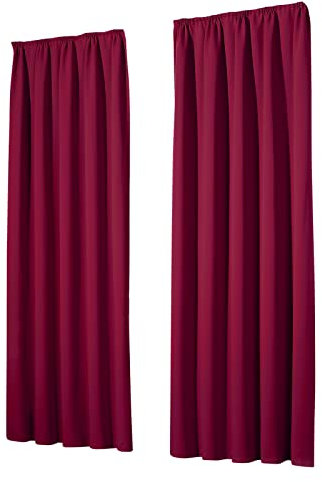 heimtexland Cortinas opacas térmicas, juego de 2 unidades, con cinta fruncida, protección contra el frío, protección solar, aislamiento acústico, certificado Ökotex, tipo 139, burdeos, burdeos,