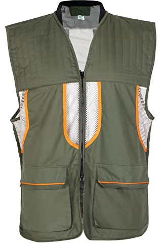 AUSCAMOTEK Upland Field Vest for Deer Bird Hunting with Green Camouflage, Adjustable, Multiple Pockets, and Recoil Pad XL/XXL