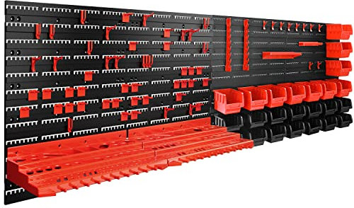 DEUBA® Panneaux muraux pour outils avec 68 supports et 28 boites de rangement empilables porte-outils bricolage atelier