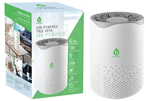 Pursonic USB Powered Air Purifier With Night Light For Home,Office, Car, 100SQ Coverage, Clean Air Wherever You Need, Cleans Second Hand Smoke, Haze, Odor, Pollen And More