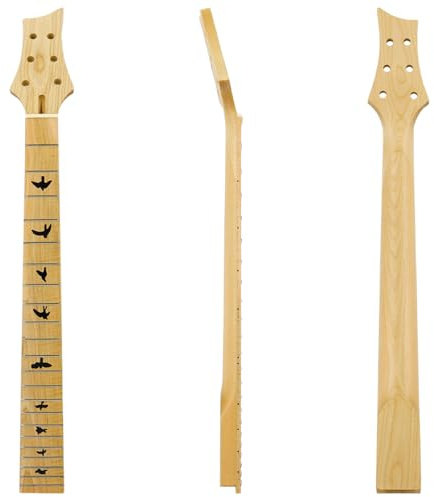 Ogdni Electric Guitar Neck 22 Fret 25.5 inch Maple Fingerboard with Black Bird Inlay DIY Guitar, (USHAO01) (EC-14MU-M570)