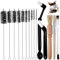 Kaffee Pinsel Set, 15 Stück Kaffee Reinigungsbürste, Kaffeemaschinen Reinigungspinsel, Kaffeemühle Siebträger Barista Pinsel und Kleine Strohhalm Bürste für Espressomaschine, Bohnen Getreide