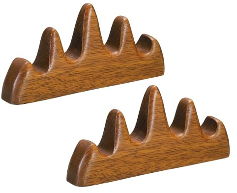 PATIKIL Portapennelli per Calligrafia, 2pz 4 Porte Strumento Riposo per Supporto Penna a Pennello Calligrafia Cinese in Legno per Scrivere Pennelli Pittura, Legno