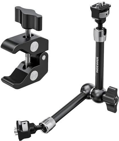 NEEWER 11 Magic Arm Clamp Mount Articulado con Super Clamp, Cámara Monitor Mount con 1/4 3/8 ARRI Localización Pasador y Orificio para DSLR Cámara Acción Luz Compatible con SmallRig Jaula, ST16C