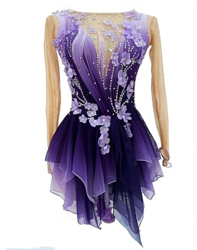 JRUIA Purple,XXL,Girls' Professional Figure Ice Skating Competition Dresses Women's Handmade Rhythmic Ballet Gymnastics Activewear