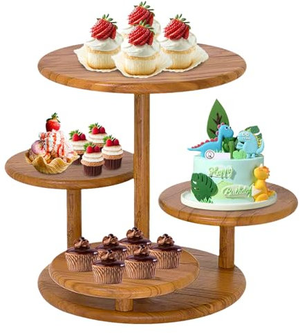 Etagere 4 Etagen für 50 Cupcakes, Tortenständer aus Holz Servierplatte olzuntersetzer für Heimdekorationen Ständer für Kuchen Donuts Obst Etagere und Brezelständer für Weihnachten,Hochzeit, Geburtstag