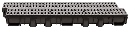ScarMaxx - Canale di drenaggio da 2 m - Canale a Pavimento - Scarico dell'Acqua piovana - A15 Altezza 115 mm - Set Completo - per raccordi angolari e trasversali - Classica Grigia - 13x200x11,5 cm