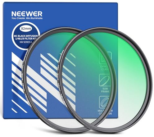 NEEWER 82mm Filtro Black Diffusion 1/4 e 1/8 per Obiettivo Fotocamera, Filtro ad Effetto Cinematografico con Vetro Multistrato Custodia Panno da Pulizia,per Fotografia Ritratto Video Sognante Nebbioso