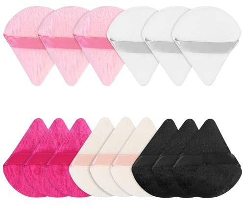 15 pezzi triangolari per trucco, cipria, tampone per trucco, spugne, cosmetici per viso, cipria, bagnato e asciutto, strumento per il trucco, lavabile e riutilizzabile