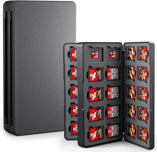 FUNDIARY Black Game Card Case of Switch 2, Durable Game Holder Cartridge Case Compatible with 40 Switch Games & Micro SD Cards, Slim Portable Compact Storage Box with Magenic Closure Design