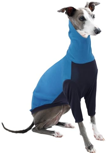 Lurcher Maglione in pile, pigiama per cani levriero in pile, caldo cappotto per cani levriero taglia M (blu, L)