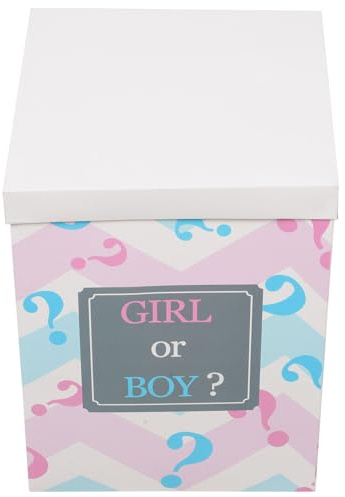 Artibetter Caja de Globos Plegable para Revelación de Género Tamaño 30X30X40 CM Color Diseño de Pregunta Boy Or Girl' Adecuado para Shower y Decoraciones de Cumpleaños