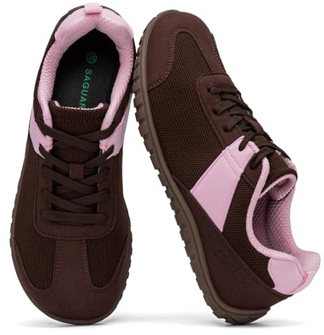 SAGUARO Scarpe Barefoot Donna Sneakers Minimaliste a Piedi Nudi Leggere e Traspiranti Scarpe Casual per Città, Tempo Libero e Uso Quotidiano, caffè 39 EU