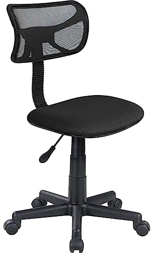 BAKAJI Silla giratoria de Escritorio Regulable en Altura, sillón con Ruedas para Oficina o Dormitorio, Respaldo ergonómico Asiento Acolchado (Negro)