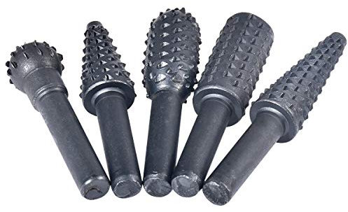 KATUR Set di raspe rotative per frese, punte da trapano per intaglio del legno con gambo da 5 pezzi 1/4 '' 6mm, testa di macinazione in rilievo rotante a forma di scalpello per raspa